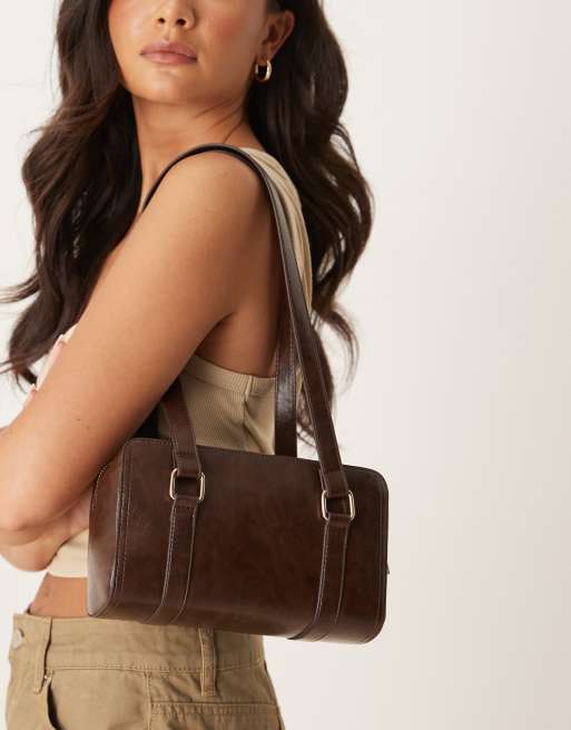 ASOS DESIGN - Borsa da spalla squadrata color cioccolato