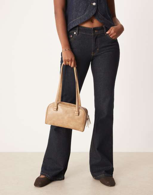 ASOS DESIGN - Borsa da spalla squadrata color cuoio chiaro slavato, 4 di 4