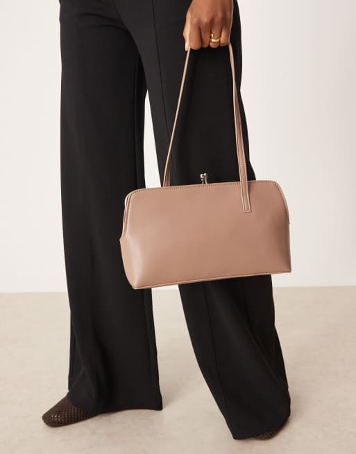 ASOS DESIGN - Borsa da spalla strutturata color fungo con manico slim