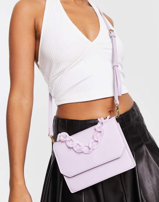 ASOS DESIGN - Borsa lilla con manico in resina e tracolla rimovibile