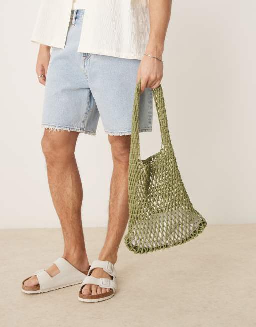 ASOS DESIGN - Borsa shopping all'uncinetto con tracolla verde