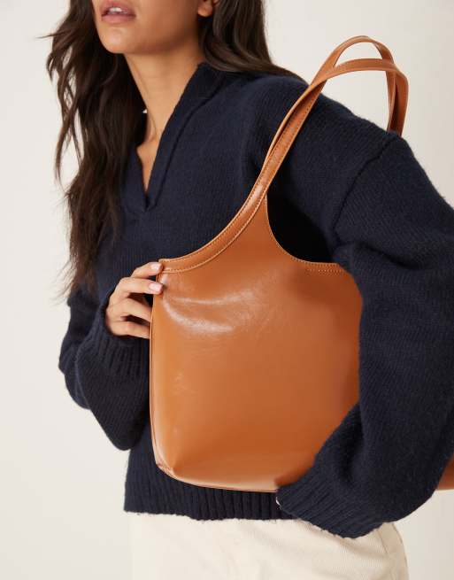 ASOS DESIGN - Borsa shopping arrotondata color cuoio, 3 di 4