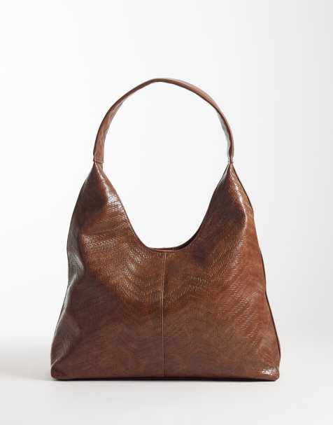 ASOS DESIGN - Borsa shopping arrotondata con design a onde color cioccolato - view 1