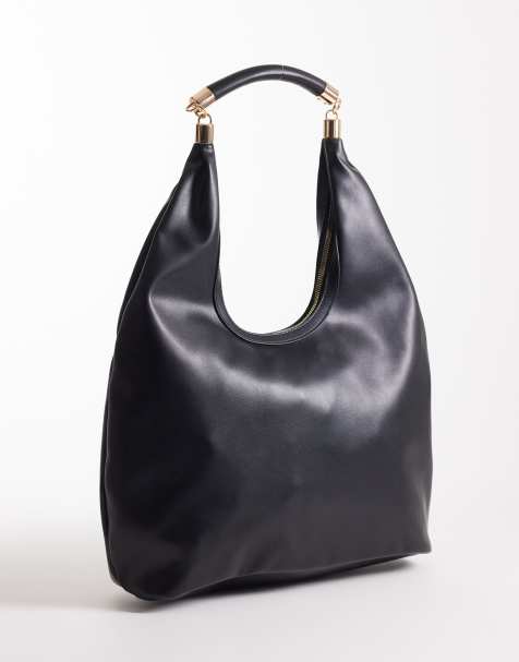 ASOS DESIGN - Borsa shopping arrotondata nera con manico in metallo - view 1