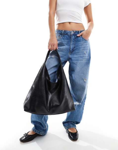 ASOS DESIGN - Borsa shopping grande arrotondata nera - view 1