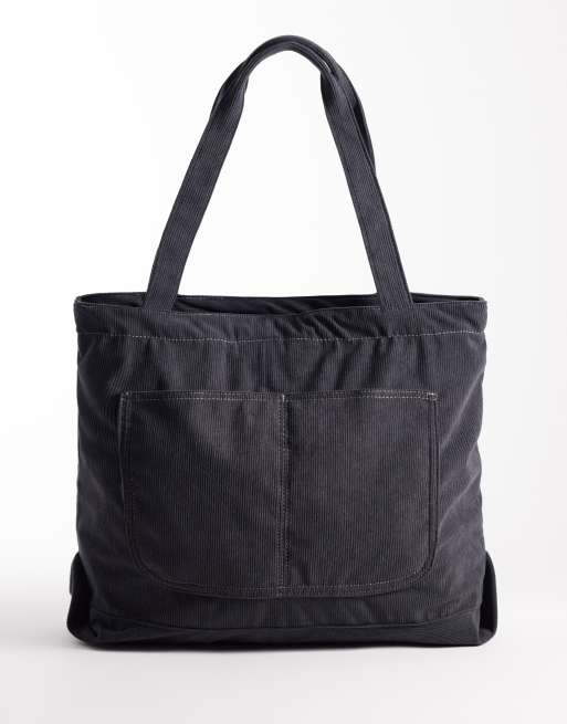 ASOS DESIGN - Borsa shopping grigia a coste, 2 di 4