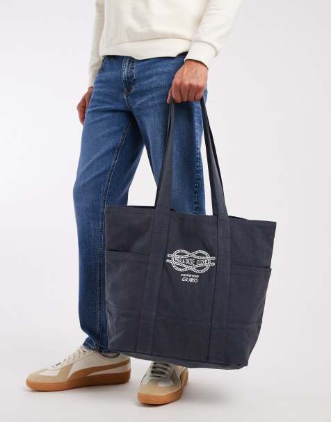 ASOS DESIGN - Borsa shopping in denim blu con grafica - view 1