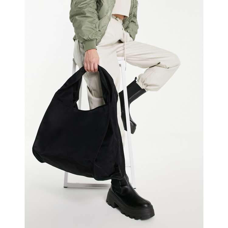 ASOS DESIGN Borsa shopping in nylon nero con nodo ASOS