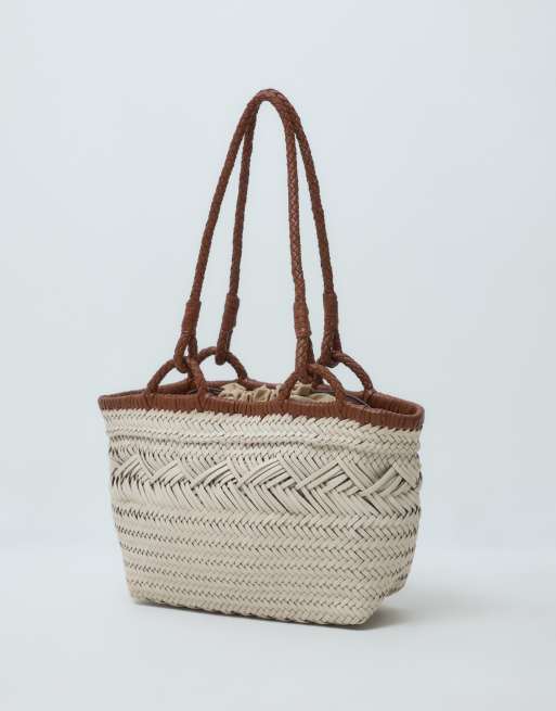 ASOS DESIGN - Borsa shopping in pelle intrecciata bianca, 3 di 5