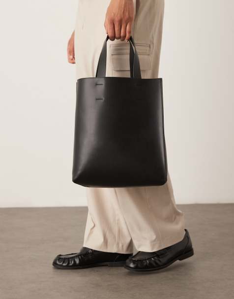 ASOS DESIGN - Borsa shopping in pelle sintetica nera con tracolla - view 1