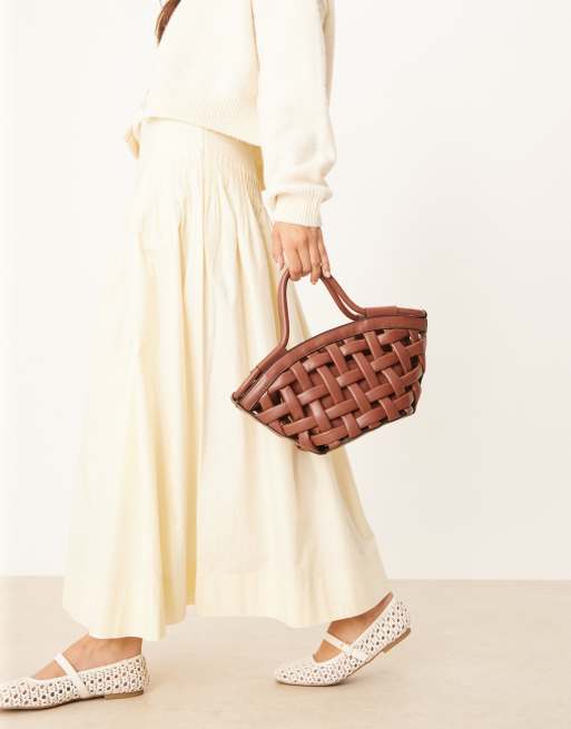 ASOS DESIGN - Borsa shopping intrecciata spessa color cioccolato
