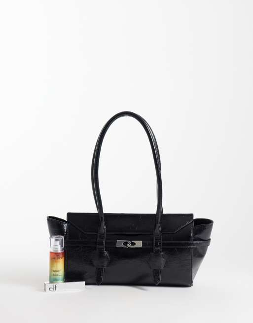 ASOS DESIGN - Borsa shopping nera con cinturino e chiusura con gancio, 2 di 4