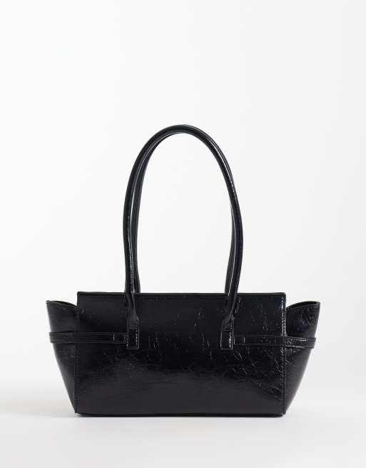 ASOS DESIGN - Borsa shopping nera con cinturino e chiusura con gancio, 4 di 4