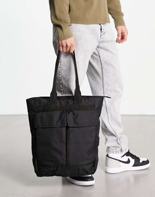 ASOS DESIGN - Borsa shopping nera con dettagli tecnici