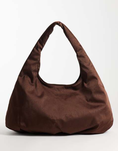 ASOS DESIGN - Borsa shopping oversize in raso color cioccolato - view 1