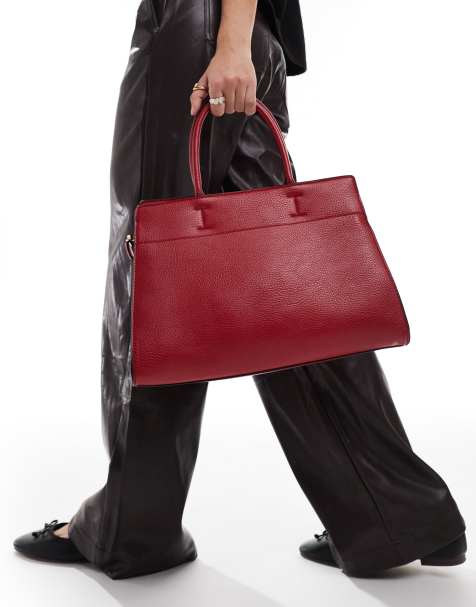ASOS DESIGN - Borsa shopping rossa con doppie fibbie sui lati - view 1