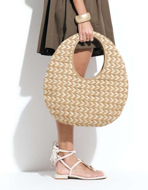 ASOS DESIGN - Borsa shopping rotonda in paglia intrecciata, 3 di 4