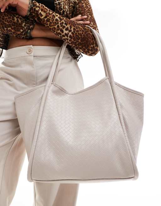 ASOS DESIGN - Borsa shopping tubolare color pietra
