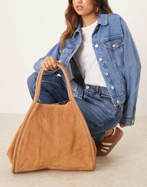 ASOS DESIGN - Borsa shopping tubolare in camoscio color cuoio - view 1