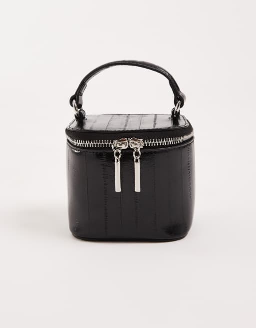 ASOS DESIGN - Borsa strutturata nero coccodrillo con tracolla regolabile, 2 di 4