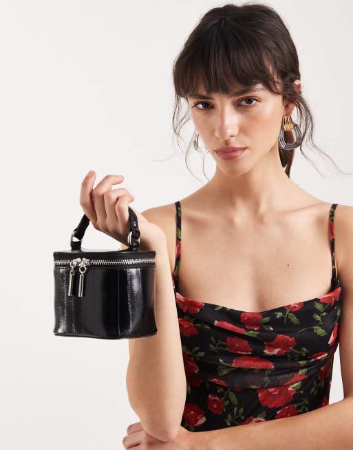 ASOS DESIGN - Borsa strutturata nero coccodrillo con tracolla regolabile, 3 di 4