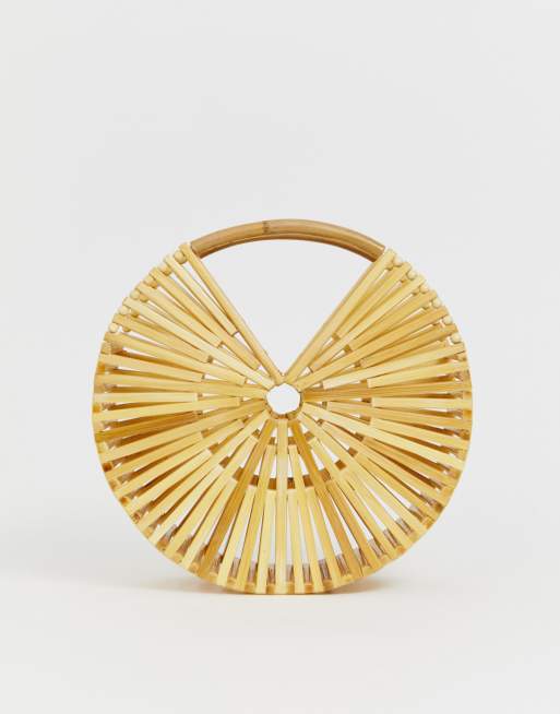 ASOS DESIGN - Borsa tonda in bambù