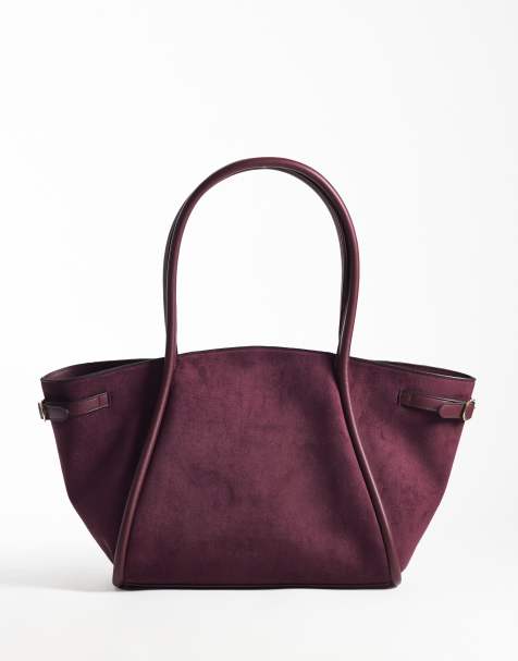 ASOS DESIGN borsa tote in camoscio sintetico con cintura bordeaux - view 1