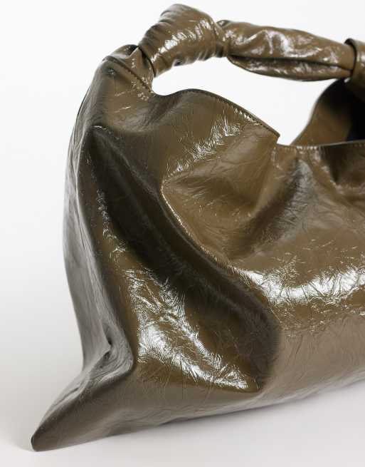 ASOS DESIGN borsa tote morbida testurizzata color khaki, 3 di 4