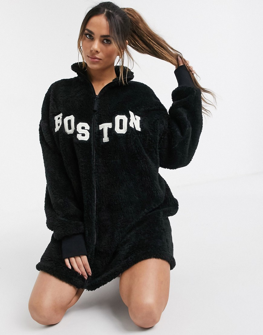 ASOS DESIGN - Boston - Lounge fleece oversized sweater-Grijs