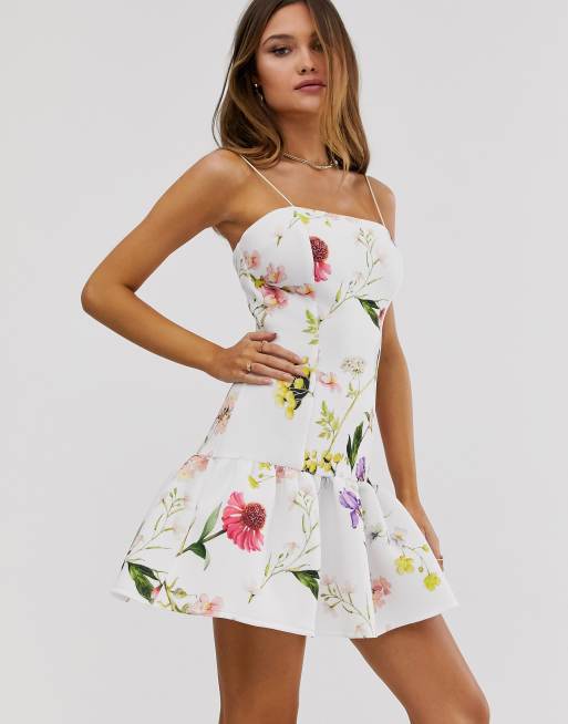 Asos floral skater dress sale