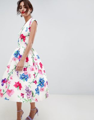 asos pannelli plunge botanica scollo profondo paneled ns5 rozkloszowana