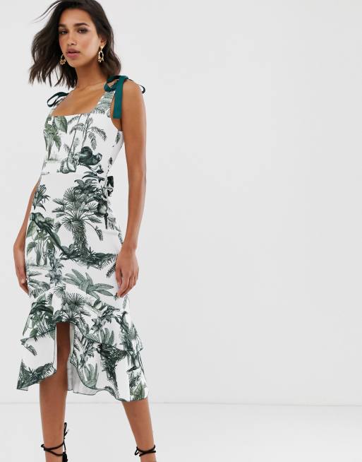 ASOS DESIGN botanical tie strap midi dress | ASOS