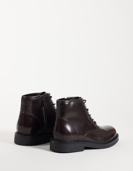 ASOS DESIGN botas con cordones en granate, 4 de 5