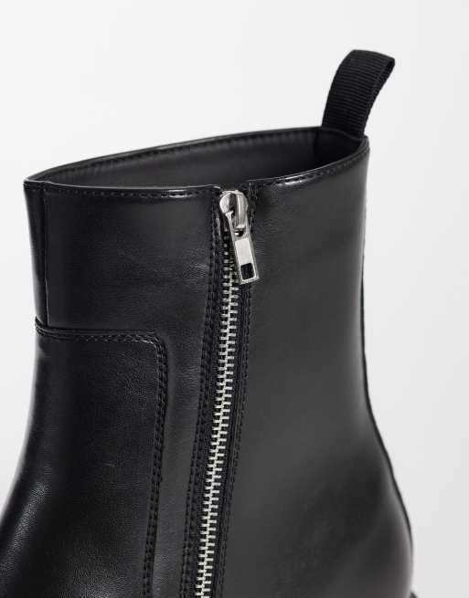 ASOS DESIGN botas con cremallera y detalle de costuras en negro, 3 de 4