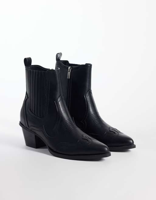 ASOS DESIGN - Botines Chelsea western con tacón cubano en negro, 2 de 4