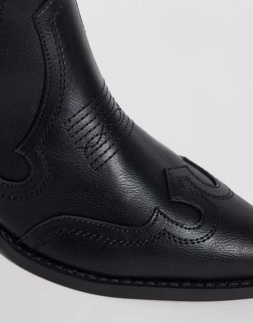 ASOS DESIGN - Botines Chelsea western con tacón cubano en negro, 3 de 4