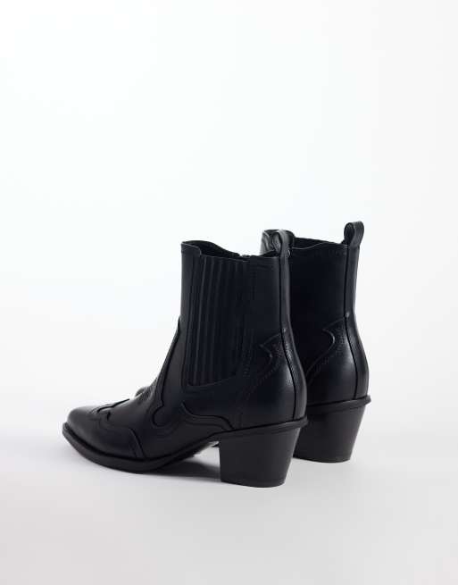 ASOS DESIGN - Botines Chelsea western con tacón cubano en negro, 4 de 4
