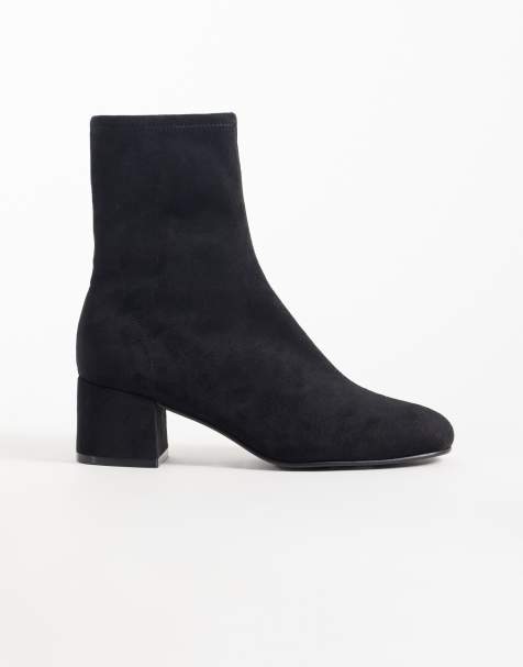 ASOS DESIGN - Botines de tobillo Ronan de tacón ancho en ante sintético negro - view 1