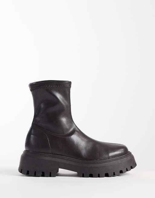 ASOS DESIGN Botines tipo calcetín con suela gruesa de otoño en chocolate, 1 de 4
