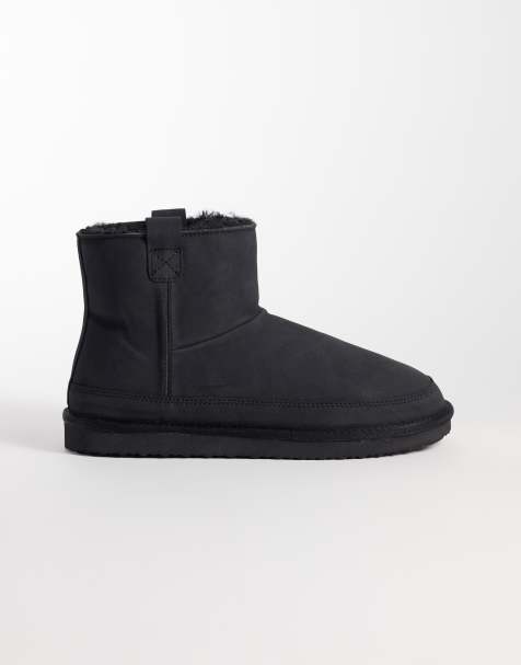 ASOS DESIGN botki typu slipper w czarnej imitacji zamszu - view 1