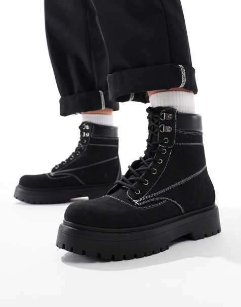 ASOS DESIGN - Bottes à lacets avec semelle chunky - Noir - view 1
