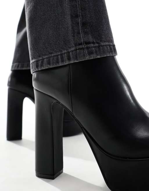 ASOS DESIGN - Bottes Chelsea en imitation cuir à talon et plateforme avec bout pointu - Noir, 4 de 4