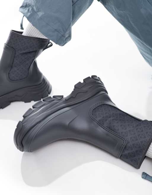 ASOS DESIGN - Bottes chunky en caoutchouc à motif monogramme - Anthracite, 2 de 4