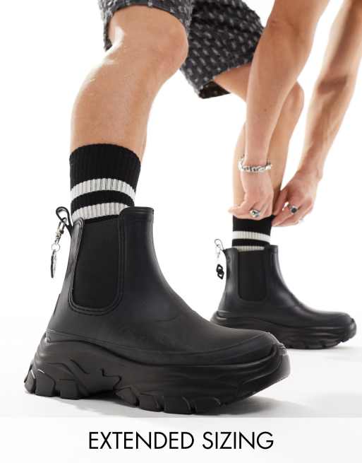 ASOS DESIGN - Bottes en caoutchouc chunky avec détail chaîne à l'arrière
