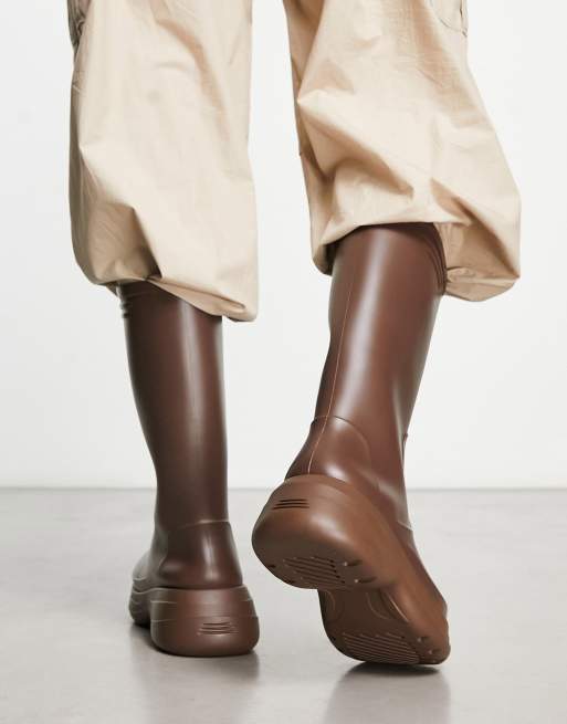 ASOS DESIGN - Bottes en caoutchouc chunky hauteur mollet - Marron, 2 de 4