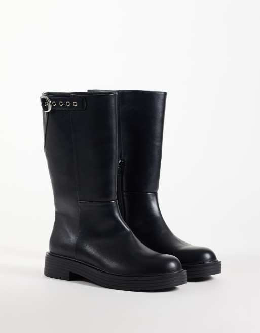 ASOS DESIGN bottes mi-mollet Culhane à enfiler style trucker noires, 2 de 4