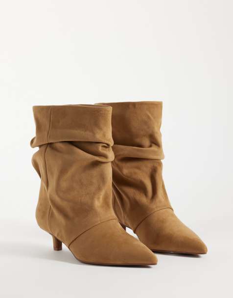 ASOS DESIGN bottes Rosario à petit talon souple en taupe en suédine - view 1