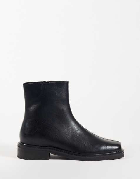 ASOS DESIGN bottes zippées à coutures apparentes noires - view 1