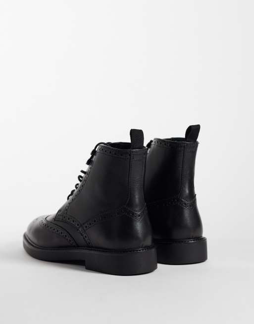 ASOS DESIGN bottines à lacets avec détails richelieu en cuir noir, 3 de 4