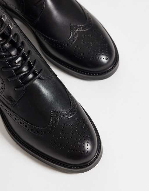 ASOS DESIGN bottines à lacets avec détails richelieu en cuir noir, 4 de 4